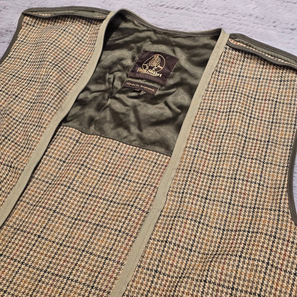 Paul Stuart Mens 40 Scottish Wool Zip-In Vest Liner‎ Glen Plaid Made in England